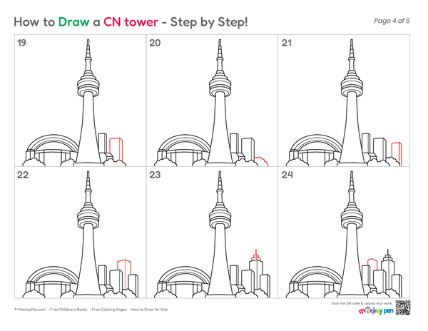 How to Draw the CN Tower – Step-by-Step Landmark Drawing for Kids