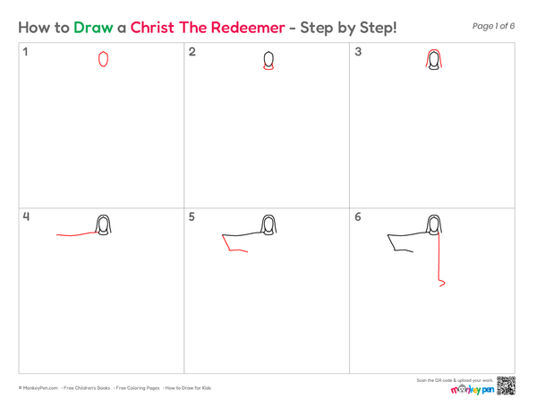 Christ the Redeemer statue line drawing For Children