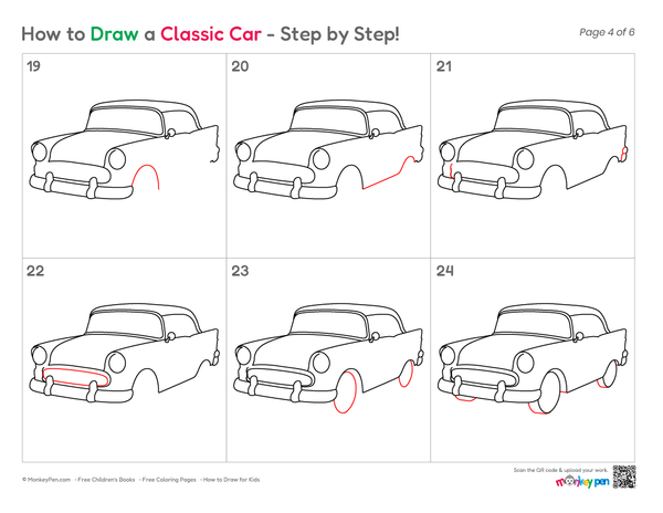 How to Draw a Classic Car – Easy Step-by-Step Vehicle Drawing for Kids