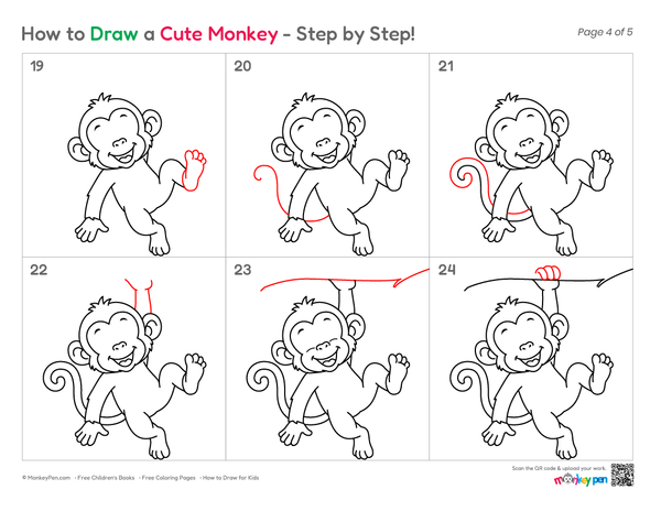 How to Draw a Cute Monkey – Simple Step-by-Step Animal Drawing for Kids