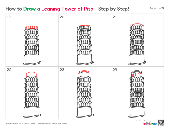 How to Draw the Leaning Tower of Pisa – Easy Step-by-Step Landmark Drawing for Kids