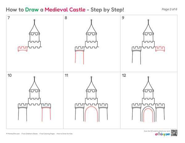 How to Draw a Medieval Castle – Easy Step-by-Step Castle Drawing for Kids
