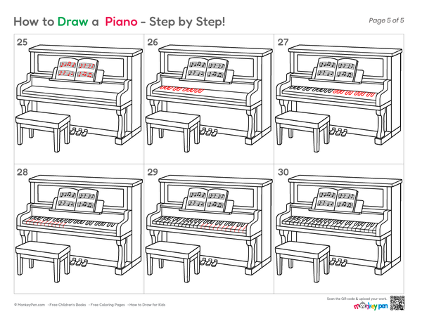 How to Draw a Piano – Step-by-Step Musical Instrument Drawing for Kids