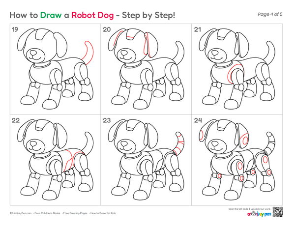 Simple robot puppy coloring page for kids