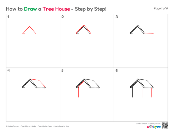 How to Draw a Tree House – Simple Step-by-Step House Drawing for Kids