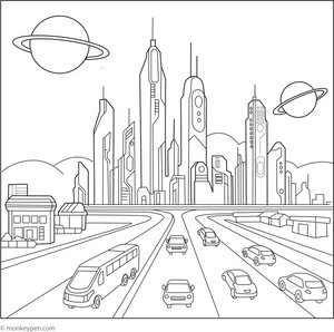Futuristic City Coloring Page