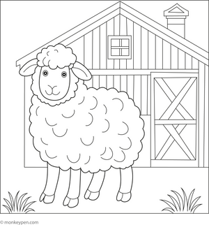 Sheep in a Barn coloring page – free printable for kids to color and enjoy