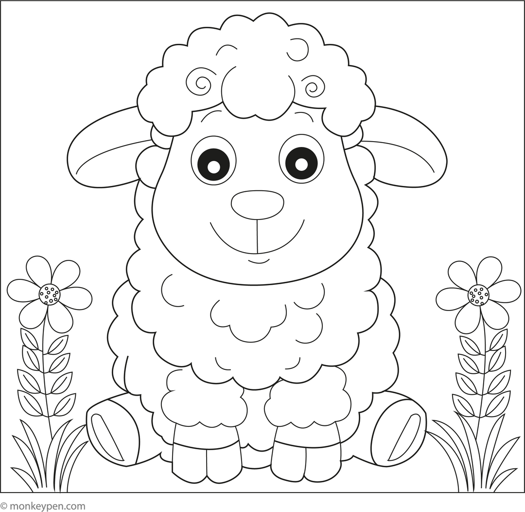 Cartoon Sheep with a Big Smile
