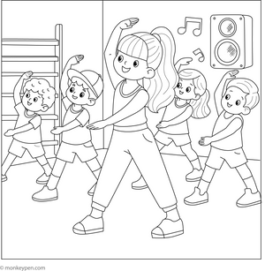 Aerobics Colouring Page coloring page – free printable for kids to color and enjoy