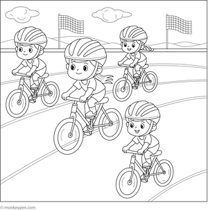 Cycling Colouring Page coloring page – free printable for kids to color and enjoy
