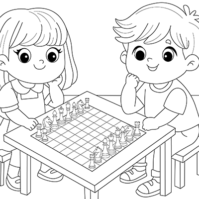 Chess Coloring Page – Free Printable PDF for Kids Fun