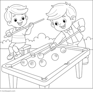 Billiard Game Colouring Page / Snooker Colouring Page coloring page – free printable for kids to color and enjoy