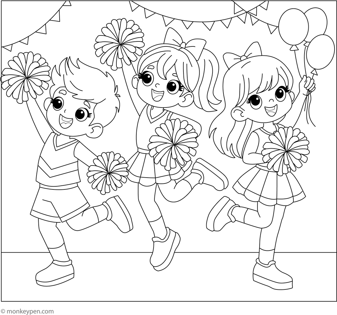 Cheer leaders coloring page