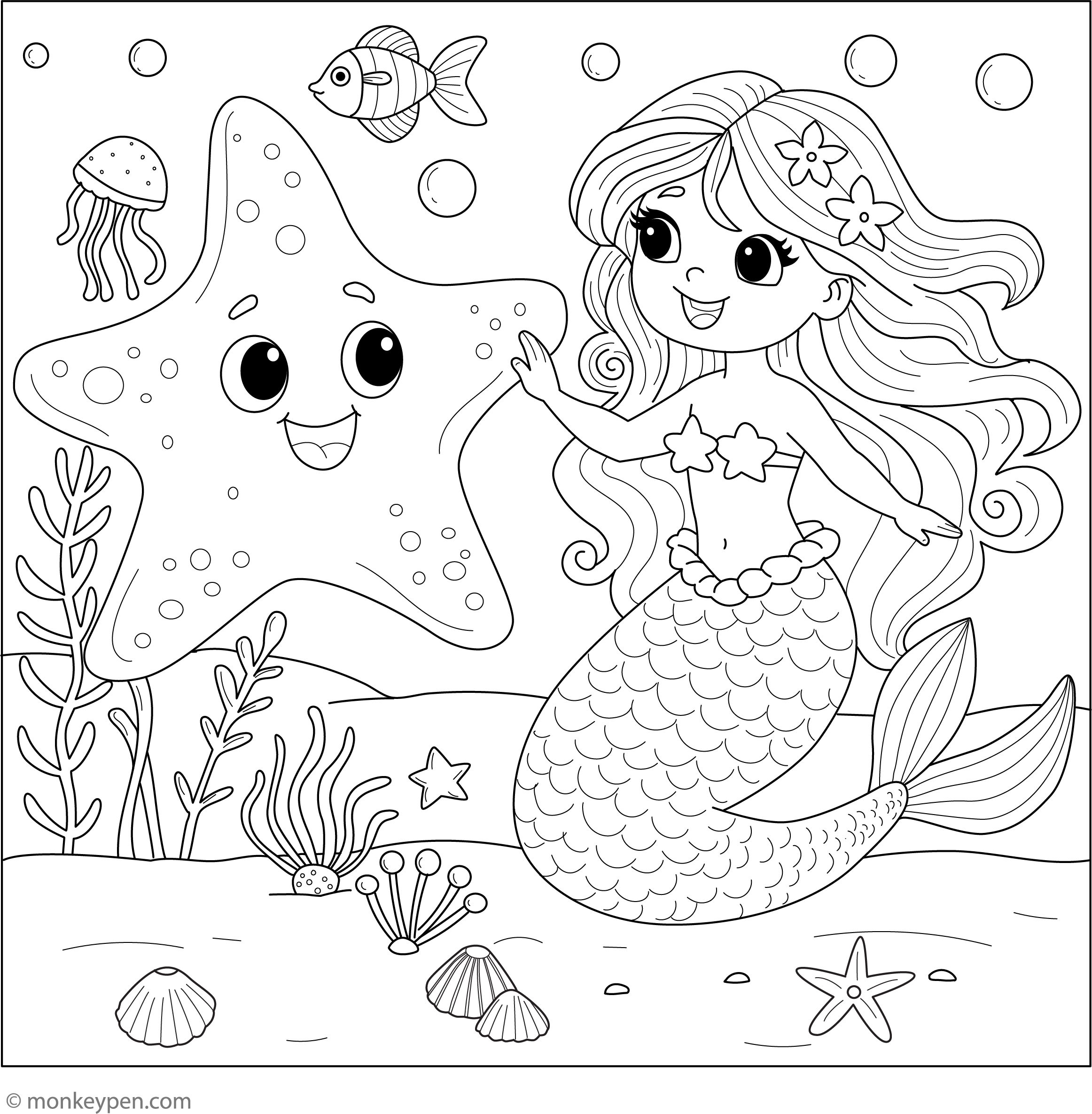 Mermaid Coloring Pages Easy Printable 2025 mermaid-coloring-pages-easy-printable-2025