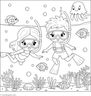 Snorkelling Colouring Page coloring page – free printable for kids to color and enjoy