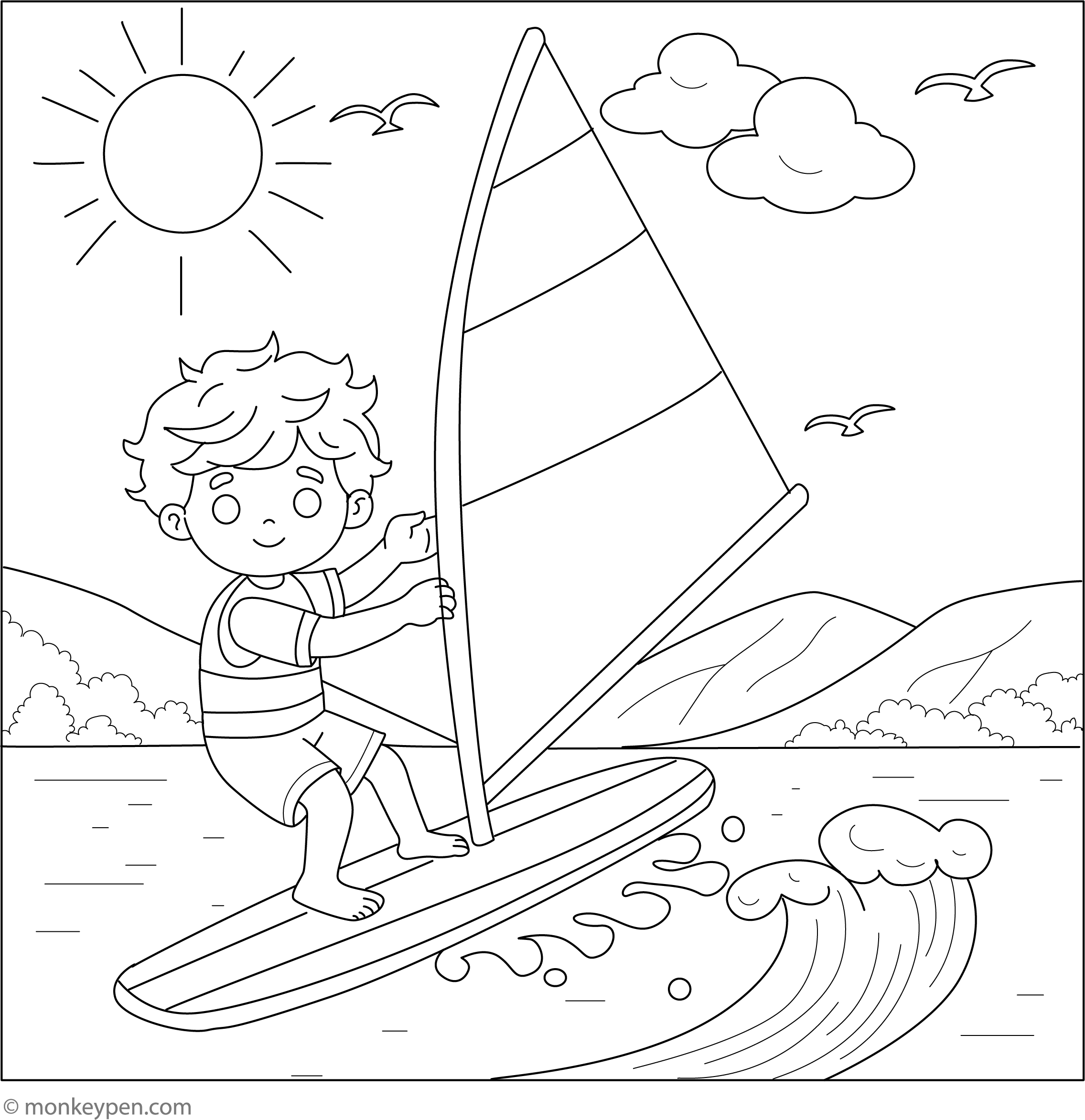 Free Printable Windsurfing Coloring Page For Kids Fun free-printable-windsurfing-coloring-page-for-kids-fun