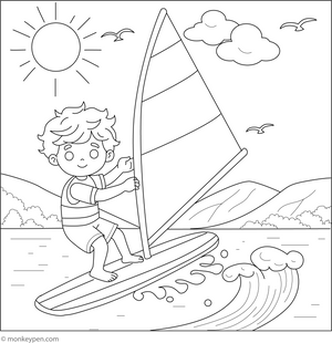 Windsurfing Colouring Page coloring page – free printable for kids to color and enjoy