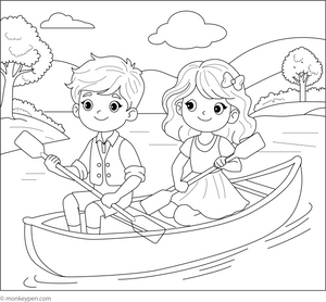 Canoeing Colouring Page coloring page – free printable for kids to color and enjoy