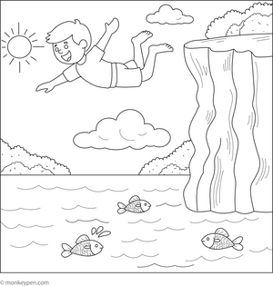 Cliff Diving Colouring Page coloring page – free printable for kids to color and enjoy