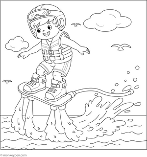 Flyboard Flying Colouring Page coloring page – free printable for kids to color and enjoy