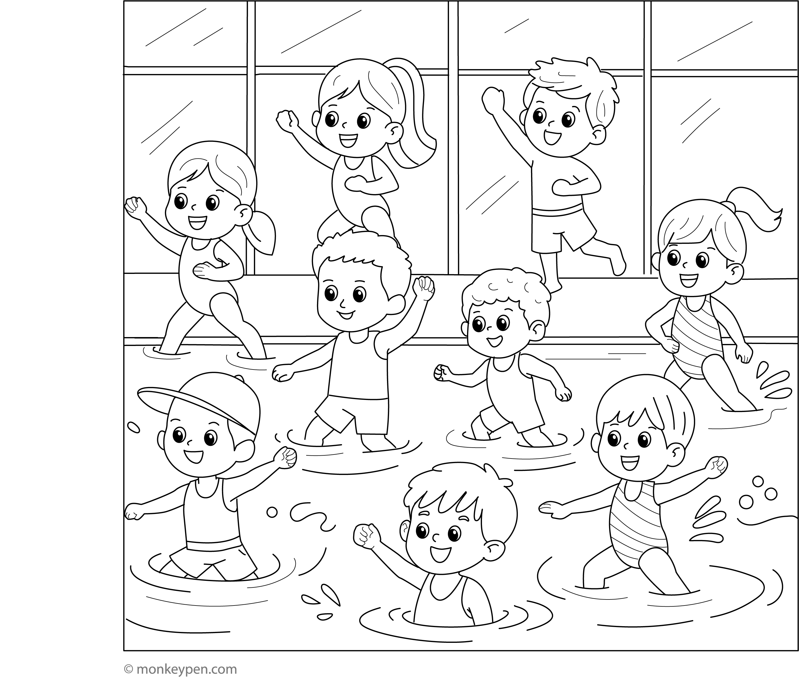 Pool Coluring In Swimming Pool Coloring Page