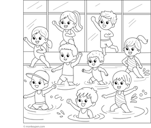 Water Aerobics Colouring Page coloring page – free printable for kids to color and enjoy