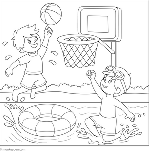 Water Basketball Colouring Page coloring page – free printable for kids to color and enjoy