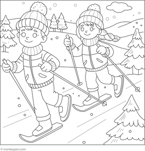 Cross Country Skiing Colouring Page coloring page – free printable for kids to color and enjoy