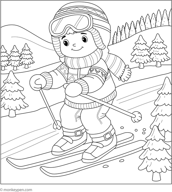 Alpine Skiing Colouring Page coloring page – free printable for kids to color and enjoy