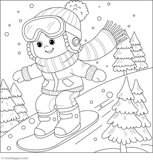 Snowboarding Colouring Page coloring page – free printable for kids to color and enjoy