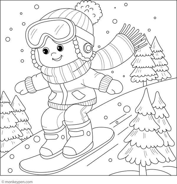 Snowboarding Colouring Page coloring page – free printable for kids to color and enjoy