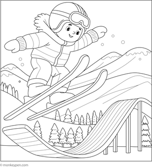 Ski Jumping Colouring Page coloring page – free printable for kids to color and enjoy