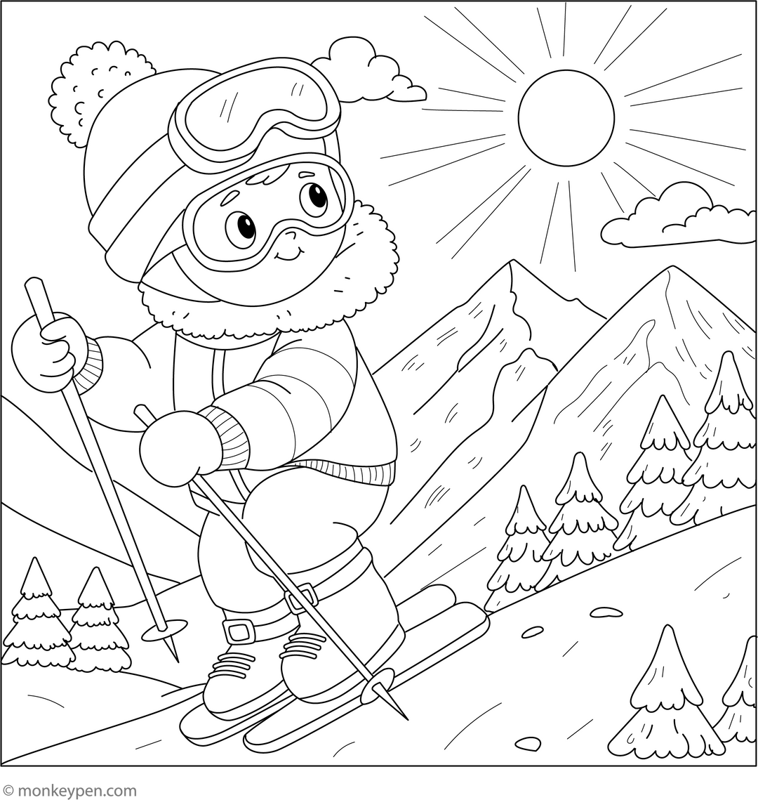 Fish Ski Colouring In Sports Coloring Book and Pages – Fun & Free Printables