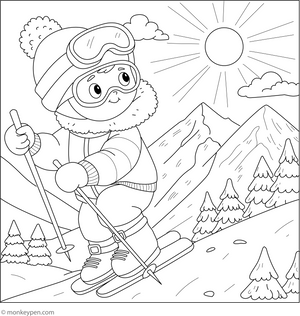 Ski Mountaineering Colouring Page coloring page – free printable for kids to color and enjoy
