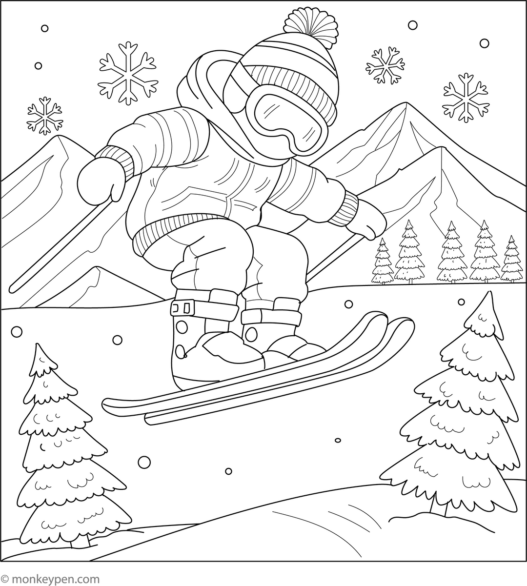 Fish Ski Colouring In Activity Coloring Pages & Free Coloring Book PDFs for Kids
