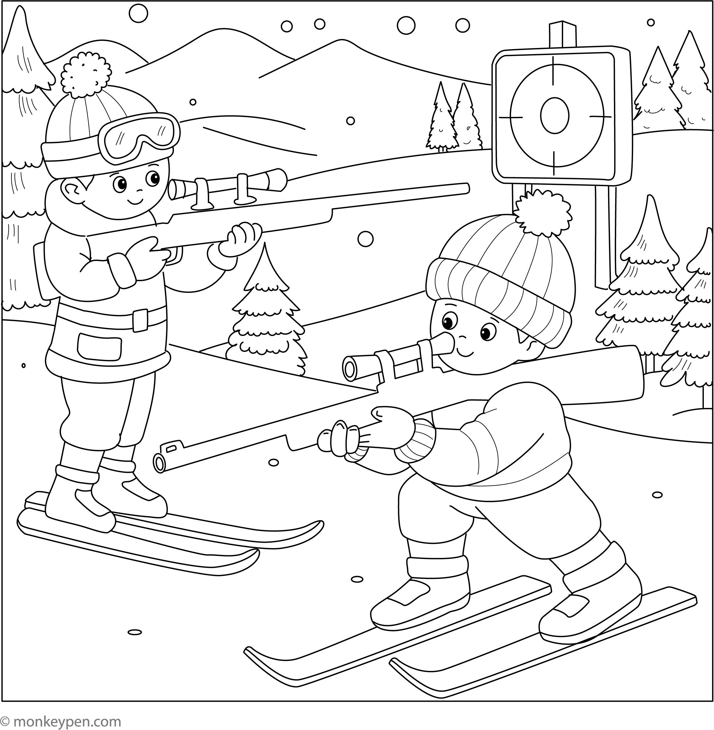 Biathlon Coloring Page Free Kids Activity Printable biathlon-coloring-page-free-kids-activity-printable