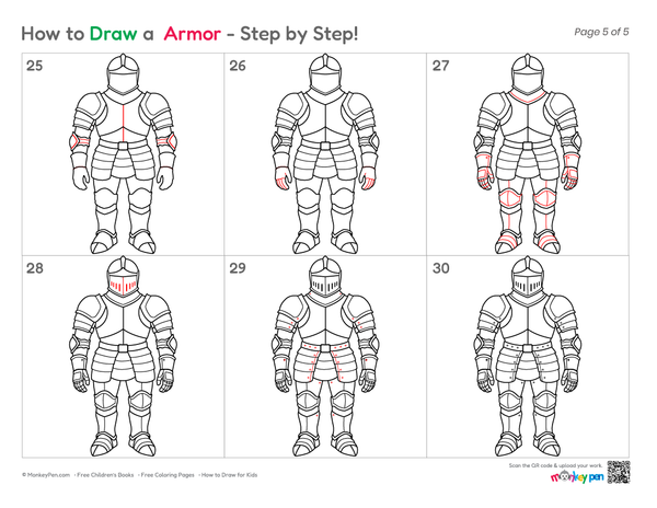 How to Draw Armor – Step-by-Step Knight Drawing for Kids