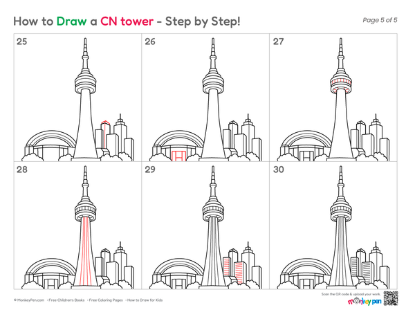 How to Draw the CN Tower – Step-by-Step Landmark Drawing for Kids