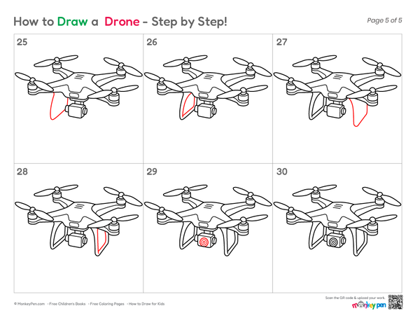 How to Draw a Drone – Simple Step-by-Step Technology Drawing for Kids