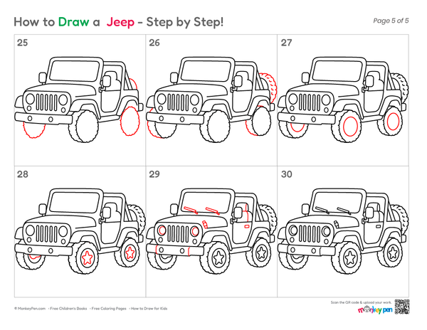 How to Draw a Jeep – Step-by-Step Vehicle Drawing for Kids