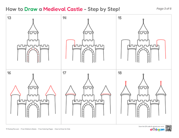 How to Draw a Medieval Castle – Easy Step-by-Step Castle Drawing for Kids
