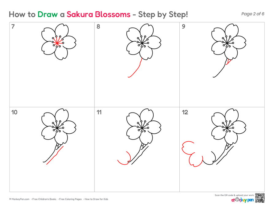 How to Draw a Sakura Blossom – Easy Step-by-Step Flower Drawing for Kids