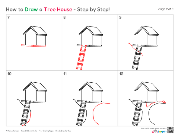How to Draw a Tree House – Simple Step-by-Step House Drawing for Kids