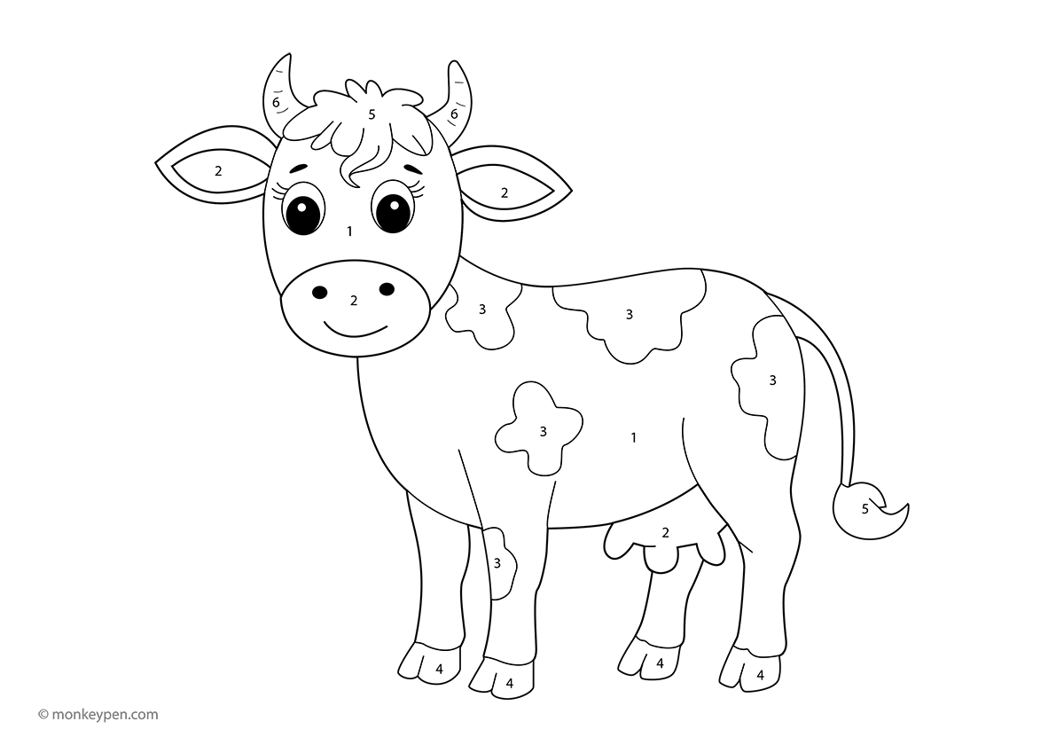 Cow Color Activity Cow Color by Number – Free Farm Animal Worksheet PDF