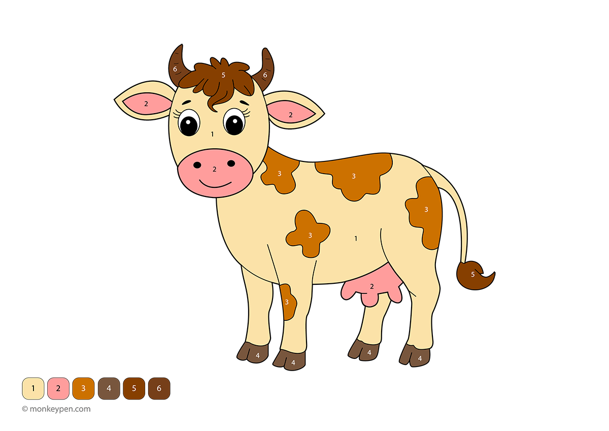 Cow Color Activity Cow Color by Number – Free Farm Animal Worksheet PDF