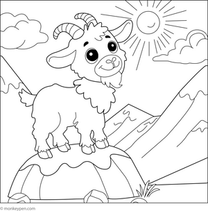 Goat on a Mountain coloring page – free printable for kids to color and enjoy
