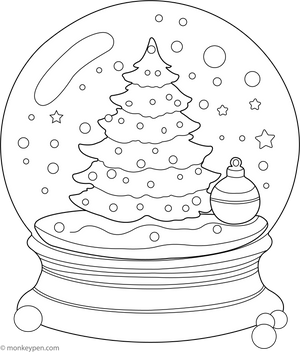 Snow Globe Colouring Image PDF