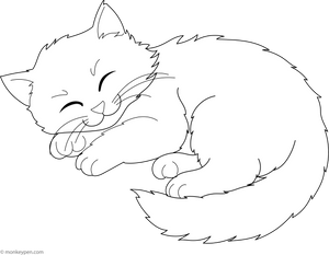 Sleeping Kitten Coloring Page for Kids