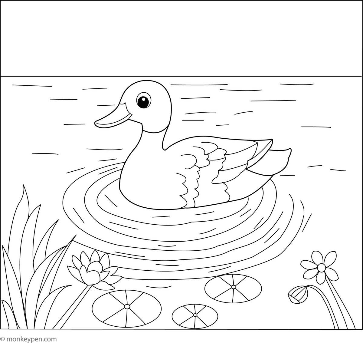 Duck in a Pond | Free Coloring Pages for Kids