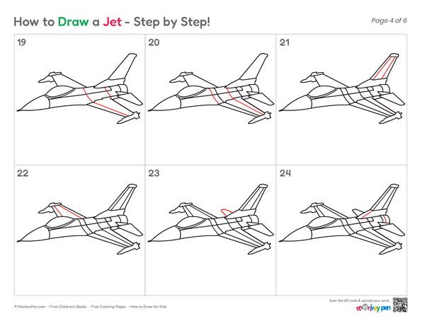 Cartoon jet illustration with simple details.